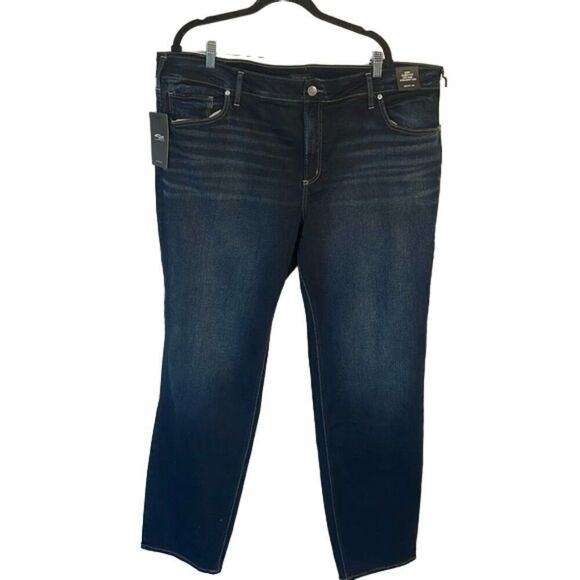 Silver Jeans Women's Plus Size Suki Mid-Rise Straight Leg Jeans Indigo 24W/33 - Picture 4 of 6